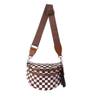 1971 Checkered Crossbody Bag Spacious Bum Bags Nylon Fanny Packs Belt Bag